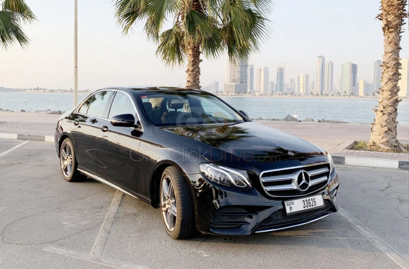 Black Mercedes Benz E200 2019 for rent in Dubai 2